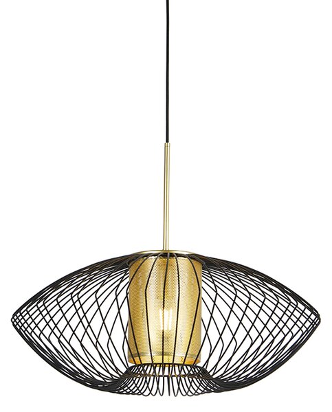 Lampă suspendată design auriu cu negru 60 cm - Dobrado