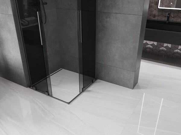 Mexen Velar L Duo, cabină de duș cu ușă glisantă 80 x 80 cm, sticlă gri 8 mm, grafit lustruit, 871-080-080-02-43-95