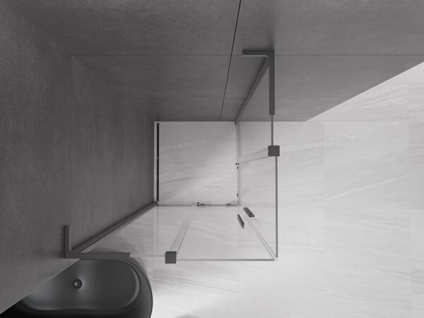 Mexen Velar L Duo, cabină de duș cu ușă glisantă 90 x 90 cm, sticlă transparentă de 8 mm, grafit lustruit, 871-090-090-02-03-95