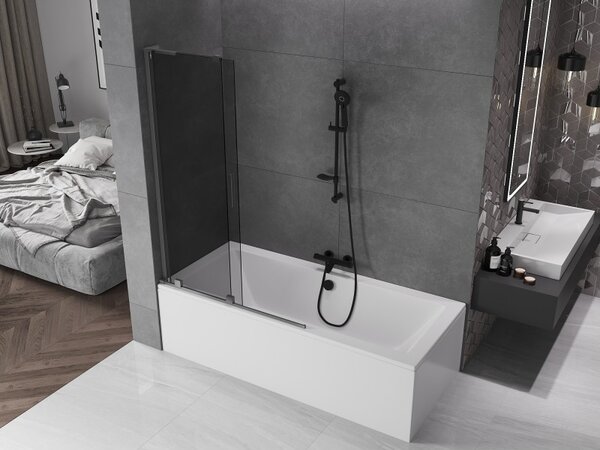 Mexen Velar L, paravan de baie glisant cu 2 aripi 110 x 150 cm, sticlă gri 8 mm, grafit, 896-110-003-41-95