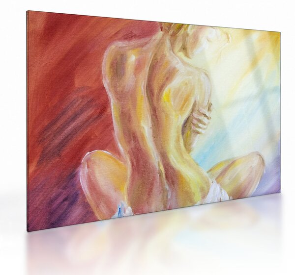 Tablou pe sticlă - Imaginea unei femei care se odihnește, pictură în ulei (70x50 cm)