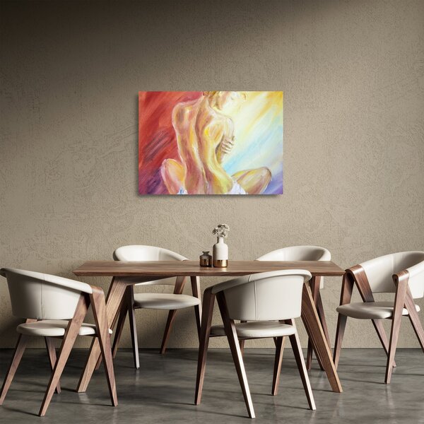 Tablou pe sticlă - Imaginea unei femei care se odihnește, pictură în ulei (70x50 cm)