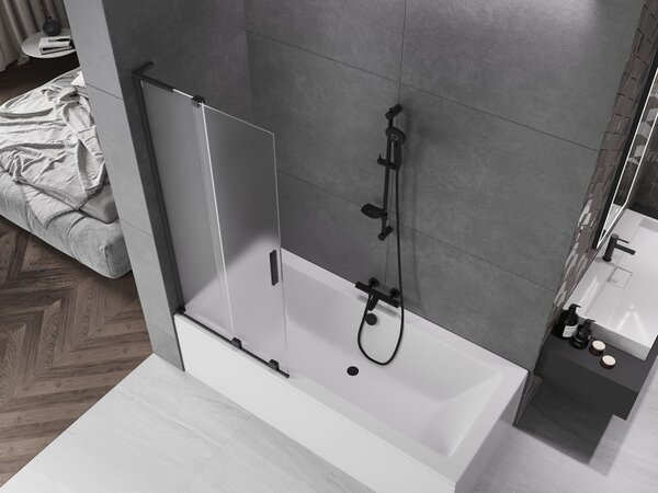 Mexen Velar L, paravan de baie glisant cu 2 aripi 80 x 150 cm, sticlă mată 8 mm, negru mat, 896-080-003-31-70