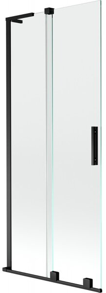 Mexen Velar L, paravan de baie glisant cu 2 aripi 80 x 150 cm, sticlă transparentă de 8 mm, negru mat, 896-080-003-01-70