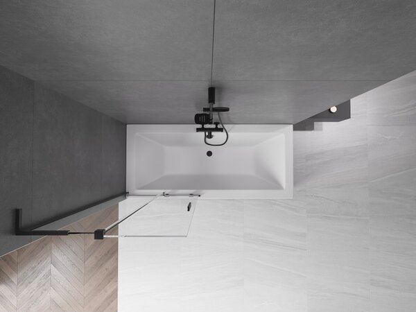 Mexen Velar L, paravan de baie glisant cu 2 aripi 80 x 150 cm, sticlă transparentă de 8 mm, negru mat, 896-080-003-01-70