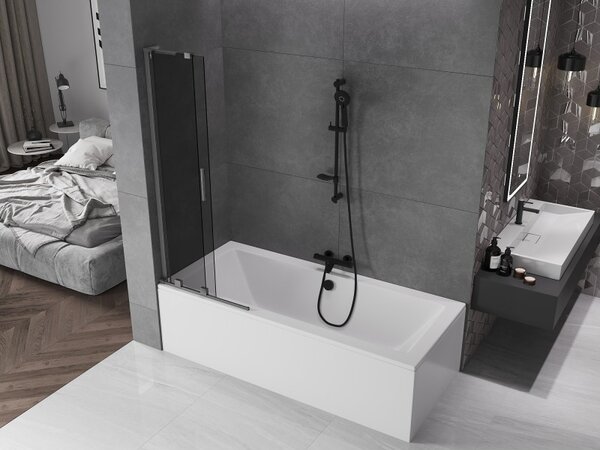 Mexen Velar L, paravan de baie glisant cu 2 aripi 70 x 150 cm, sticlă gri 8 mm, grafit, 896-070-003-41-95