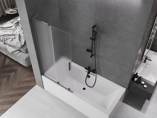 Mexen Velar L, paravan de baie glisant cu 2 aripi 95 x 150 cm, sticlă mată 8 mm, grafit, 896-095-003-31-95