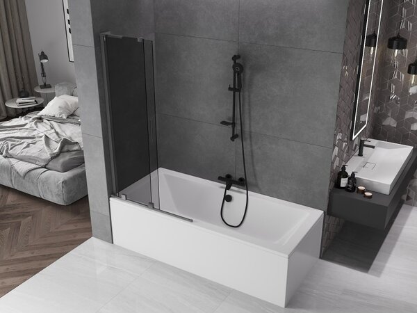 Mexen Velar L, paravan de baie glisant cu 2 aripi 90 x 150 cm, sticlă gri 8 mm, grafit, 896-090-003-41-95