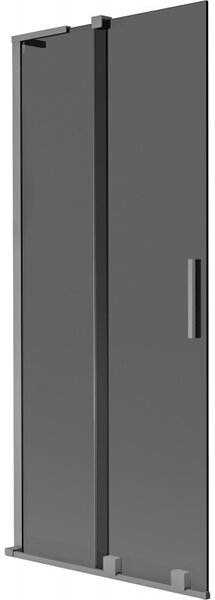 Mexen Velar L, paravan de baie glisant cu 2 aripi 80 x 150 cm, sticlă gri 8 mm, grafit, 896-080-003-41-95