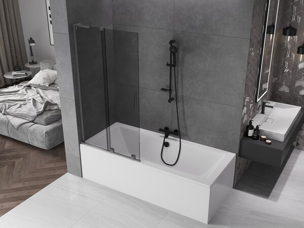 Mexen Velar L, paravan de baie glisant cu 2 aripi 90 x 150 cm, sticlă gri 8 mm, grafit, 896-090-003-41-95