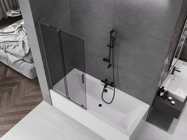 Mexen Velar L, paravan de baie glisant cu 2 aripi 90 x 150 cm, sticlă gri 8 mm, grafit, 896-090-003-41-95