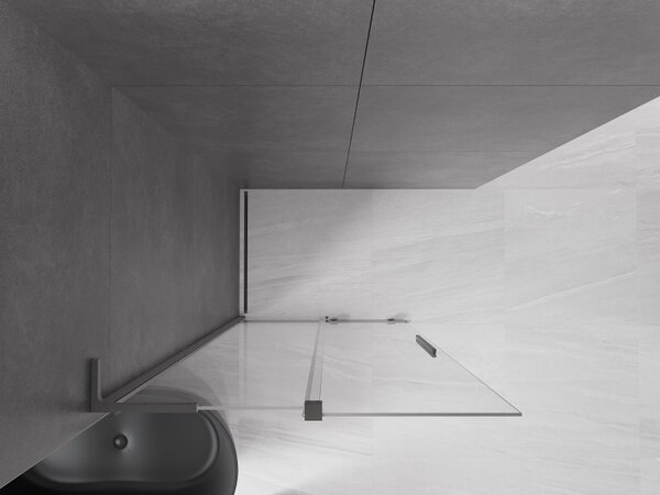 Mexen Velar L, paravan de duș glisant Walk-in 110 x 200 cm, sticlă transparentă de 8 mm, grafit lustruit, 871-110-003-03-95