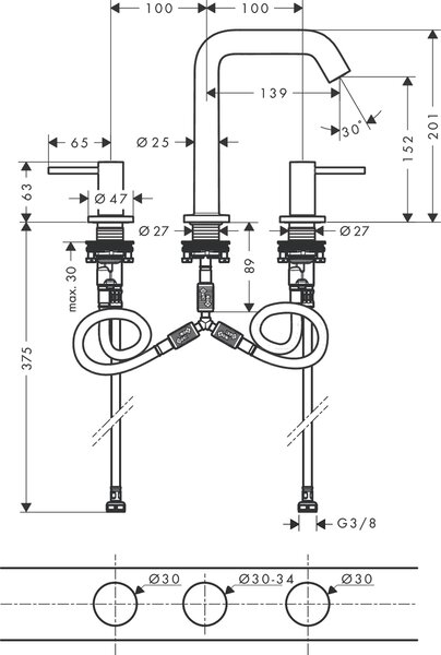 Hansgrohe Tecturis S baterie lavoar stativ alb 73330700