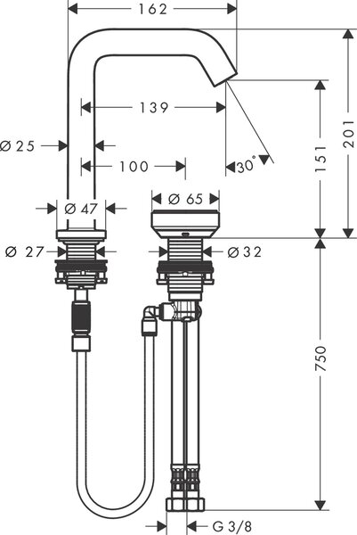 Hansgrohe Tecturis S baterie lavoar stativ || 73353140