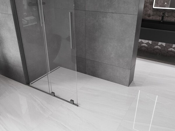 Mexen Velar L, paravan de duș glisant Walk-in 110 x 200 cm, sticlă transparentă de 8 mm, grafit lustruit, 871-110-003-03-95