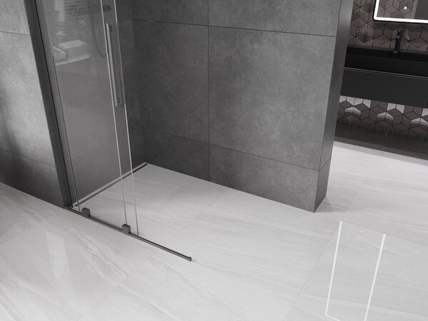 Mexen Velar L, paravan de duș glisant Walk-in 110 x 200 cm, sticlă transparentă de 8 mm, grafit lustruit, 871-110-003-03-95
