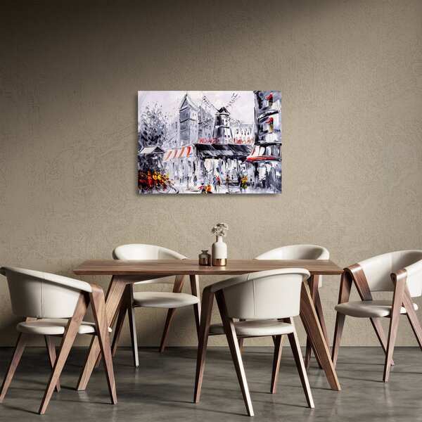 Tablou pe sticlă - Strada din Paris, pictură în ulei (70x50 cm)