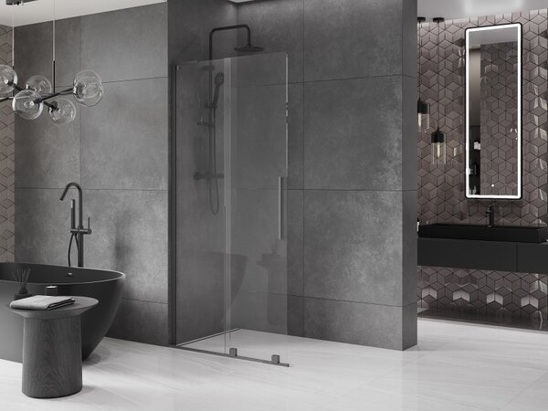 Mexen Velar L, paravan de duș glisant Walk-in 110 x 200 cm, sticlă transparentă de 8 mm, grafit lustruit, 871-110-003-03-95