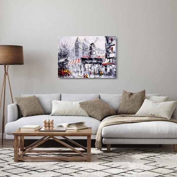 Tablou pe sticlă - Strada din Paris, pictură în ulei (70x50 cm)