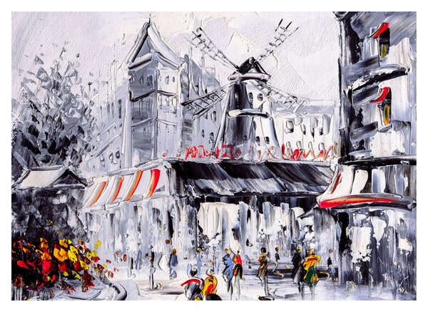 Tablou pe sticlă - Strada din Paris, pictură în ulei (70x50 cm)