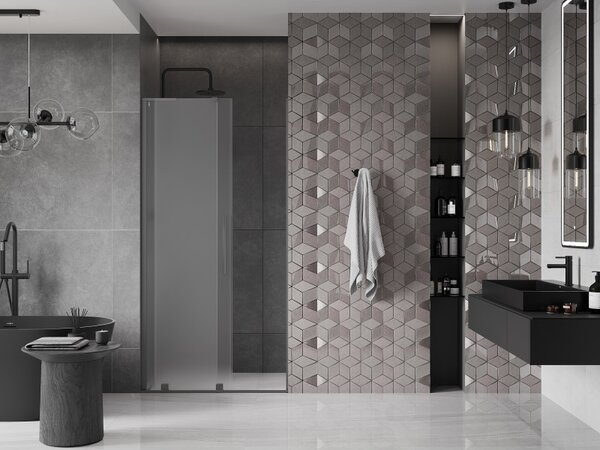 Mexen Velar L, usa de dus culisanta pentru deschidere 90 cm, sticla mat 8 mm, grafit lustruit, 871-090-003-31-95
