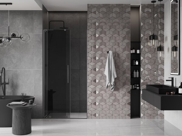 Mexen Velar L, usa de dus culisanta pentru deschidere 90 cm, sticla gri 8 mm, grafit lustruit, 871-090-003-41-95