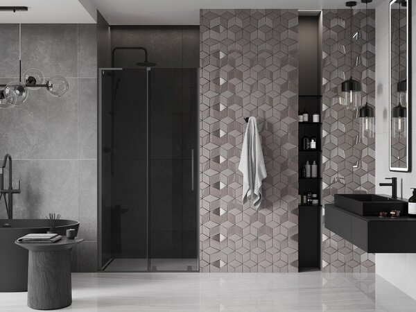Mexen Velar L, usa de dus culisanta pentru deschidere 90 cm, sticla gri 8 mm, grafit lustruit, 871-090-003-41-95