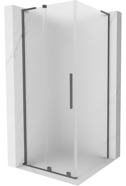 Mexen Velar L, cabină de duș cu ușă glisantă 100 x 100 cm, sticlă mată 8 mm, grafit lustruit, 871-100-100-33-95