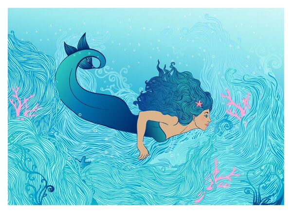 Tablou pe sticlă - Sirena (70x50 cm)