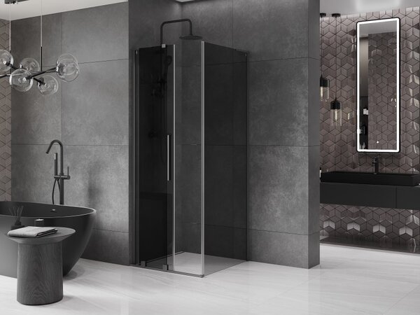 Mexen Velar L, cabină de duș cu ușă glisantă 90 x 90 cm, sticlă gri 8 mm, grafit lustruit, 871-090-090-43-95