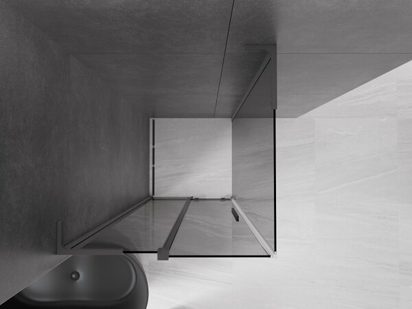 Mexen Velar L, cabină de duș cu ușă glisantă 90 x 90 cm, sticlă gri 8 mm, grafit lustruit, 871-090-090-43-95