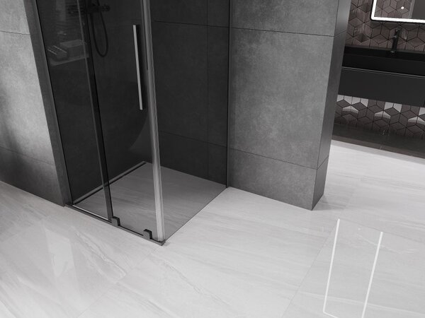 Mexen Velar L, cabină de duș cu ușă glisantă 90 x 90 cm, sticlă gri 8 mm, grafit lustruit, 871-090-090-43-95