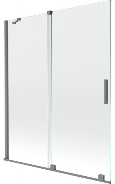 Mexen Velar, paravan de baie glisant cu 2 aripi 140 x 150 cm, sticlă transparentă de 8 mm, grafit lustruit, 896-140-000-01-95