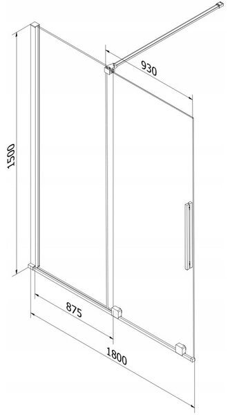 Mexen Velar, paravan de baie glisant cu 2 aripi 180 x 150 cm, sticlă transparentă de 8 mm, grafit lustruit, 896-180-000-01-95
