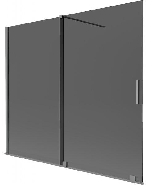 Mexen Velar, paravan de baie glisant cu 2 aripi 180 x 150 cm, sticlă gri 8 mm, grafit lustruit, 896-180-000-41-95