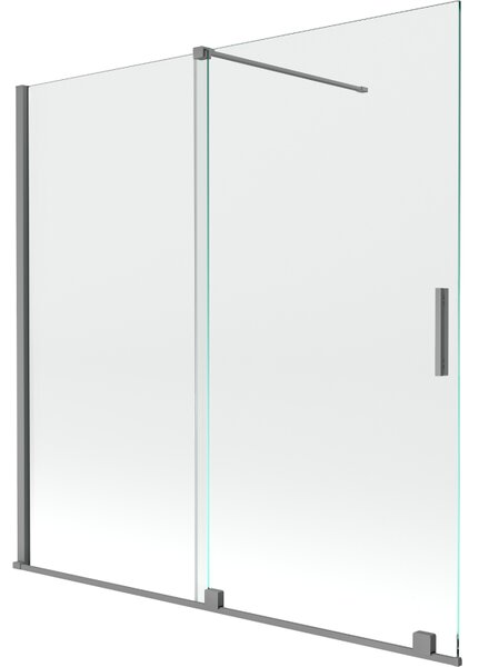 Mexen Velar, paravan de baie glisant cu 2 aripi 160 x 150 cm, sticlă transparentă de 8 mm, grafit lustruit, 896-160-000-01-95