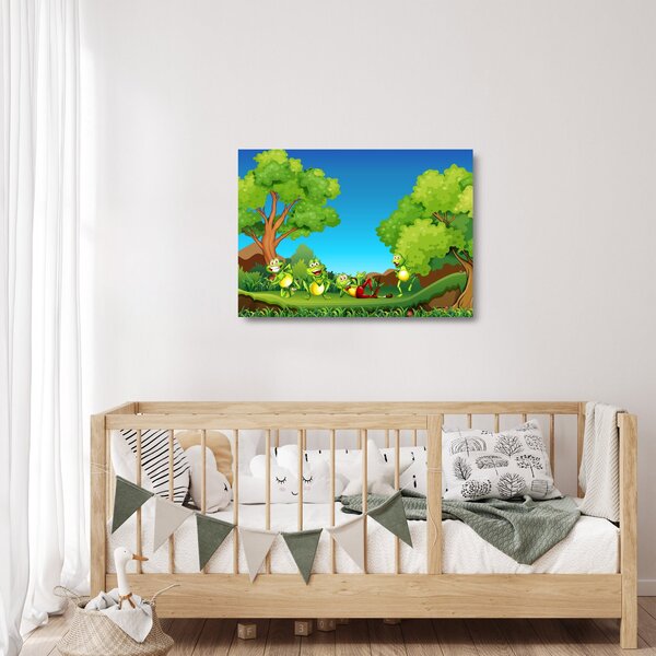 Tablou pe sticlă - Broscuțe vesele (70x50 cm)