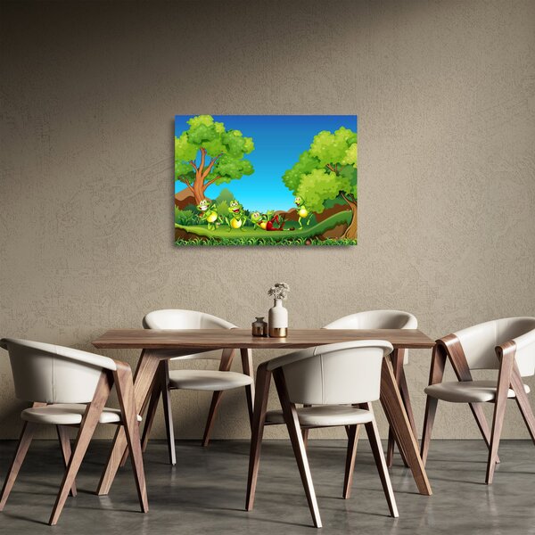 Tablou pe sticlă - Broscuțe vesele (70x50 cm)