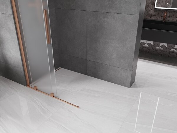 Mexen Velar, paravan de duș cu ușă glisantă Walk-in 120 x 200 cm, sticlă mată 8 mm, cupru mat, 871-120-000-33-65