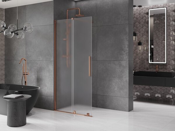 Mexen Velar, paravan de duș cu ușă glisantă Walk-in 70 x 200 cm, sticlă mată 8 mm, aur roz, 871-070-000-33-60