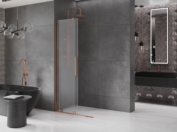 Mexen Velar, paravan de duș cu ușă glisantă Walk-in 70 x 200 cm, sticlă mată 8 mm, aur roz, 871-070-000-33-60