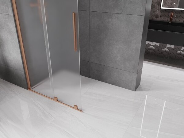 Mexen Velar, paravan de duș cu ușă glisantă Walk-in 120 x 200 cm, sticlă mată 8 mm, cupru mat, 871-120-000-33-65