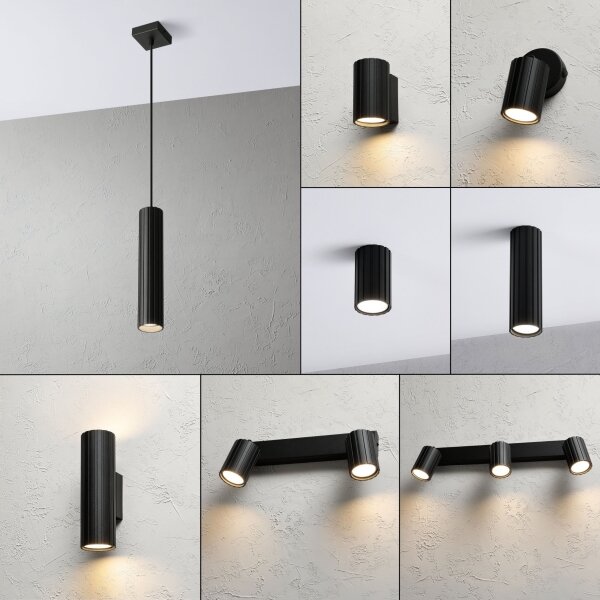 Pendul pe cablu CRISPINA 1xGU10/10W/230V negru - Brilagi