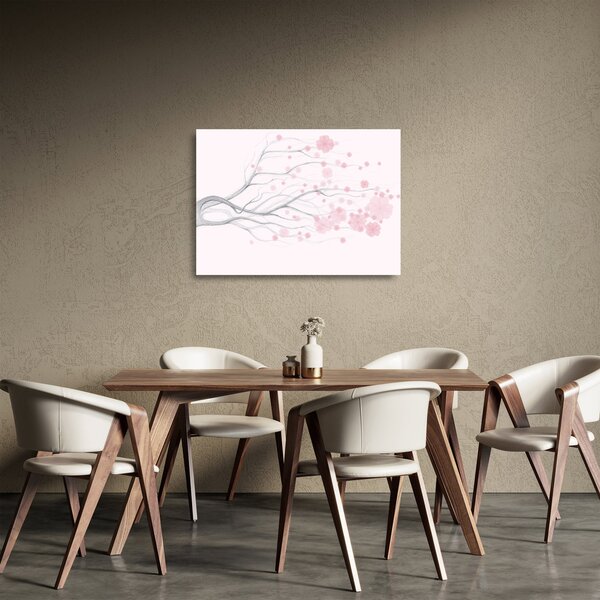 Tablou pe sticlă - Flori roz (70x50 cm)