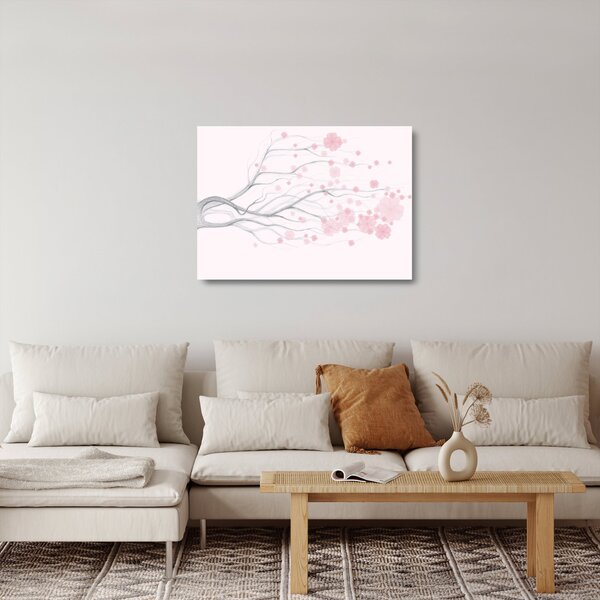 Tablou pe sticlă - Flori roz (70x50 cm)