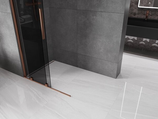 Mexen Velar, paravan de dus cu usa culisanta Walk-in 70 x 200 cm, sticla gri 8mm, aur roz, 871-070-000-43-60
