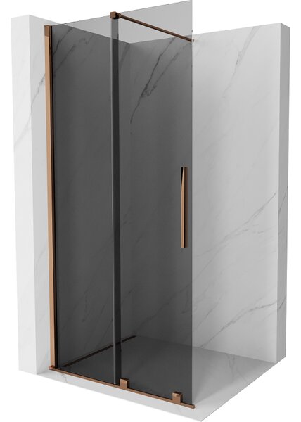 Mexen Velar, paravan de dus cu usa culisanta Walk-in 70 x 200 cm, sticla gri 8mm, aur roz, 871-070-000-43-60
