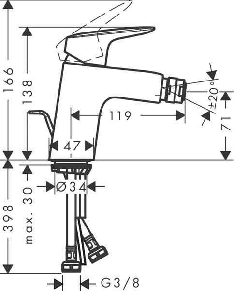 Hansgrohe Logis baterie bideu stativ negru 71204670