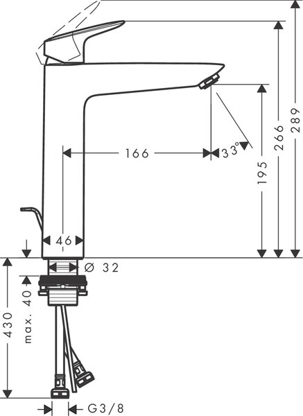 Hansgrohe Logis baterie lavoar stativ negru 71090670
