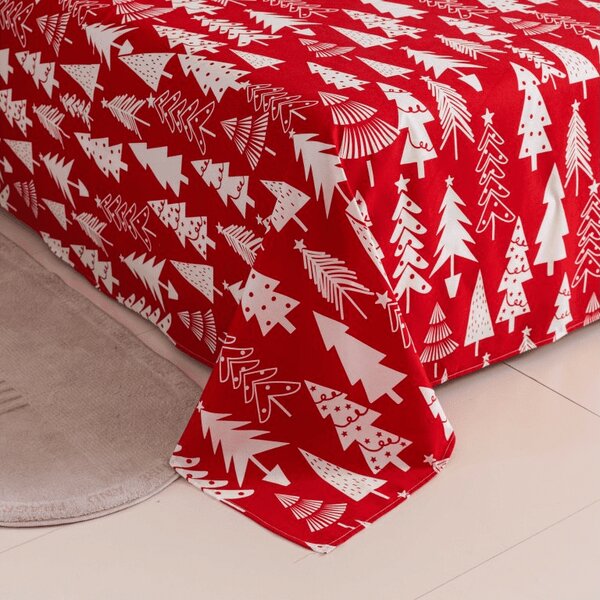 Cearsaf si fata de perna CHRISTMAS TREES Dimensiune: 50 x 70 cm | 140 x 240 cm